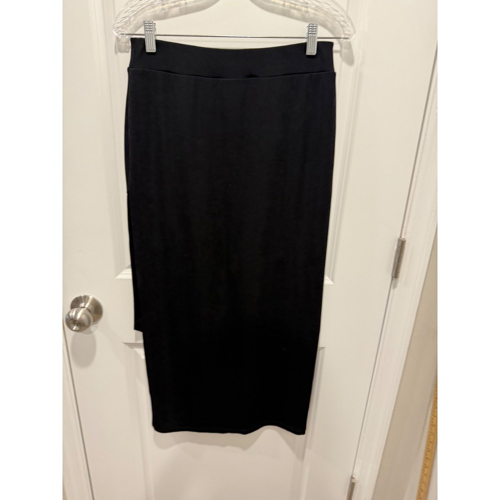 Travelers by Chico's Women Midi Skirt Asymmetrical‎ Layered Front Black Size 0 - Picture 7 of 9